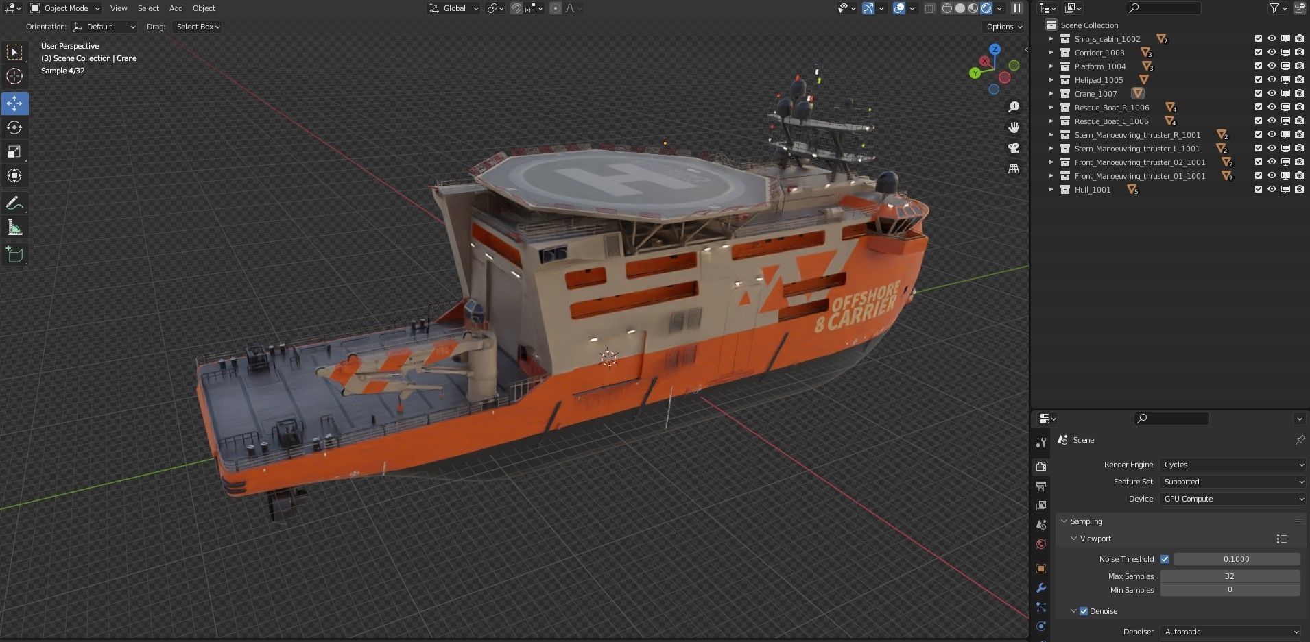 Offshore Construction Vessels OCV Orange 3D model_14