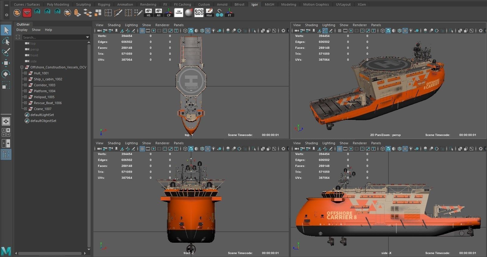 Offshore Construction Vessels OCV Orange 3D model_18