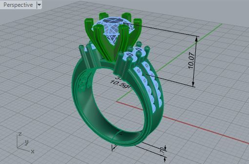 6 Pronged Setting Diamond Ring 3767 3D print model_7
