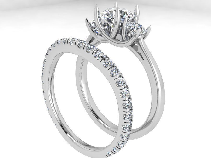 Trellis Ring With Wedding Band 3774 3D print model_2