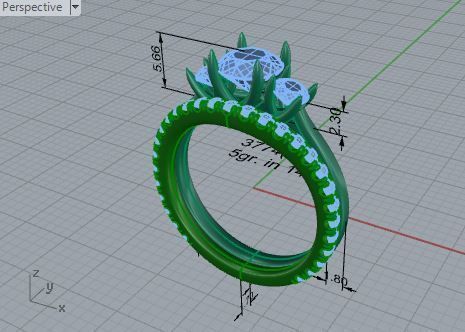 Trellis Ring With Wedding Band 3774 3D print model_7