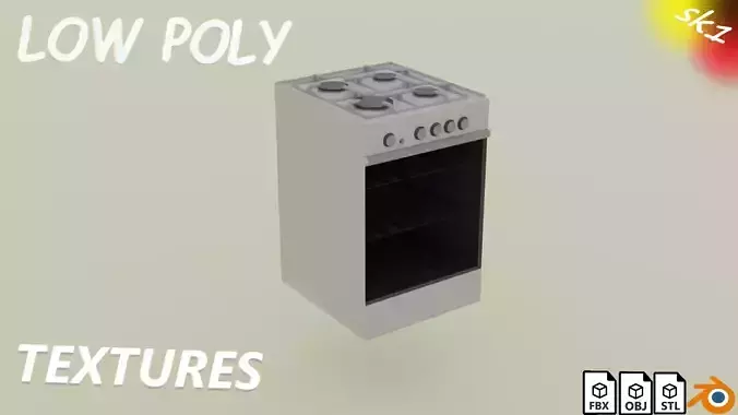 gas cooker Low-poly 3D model