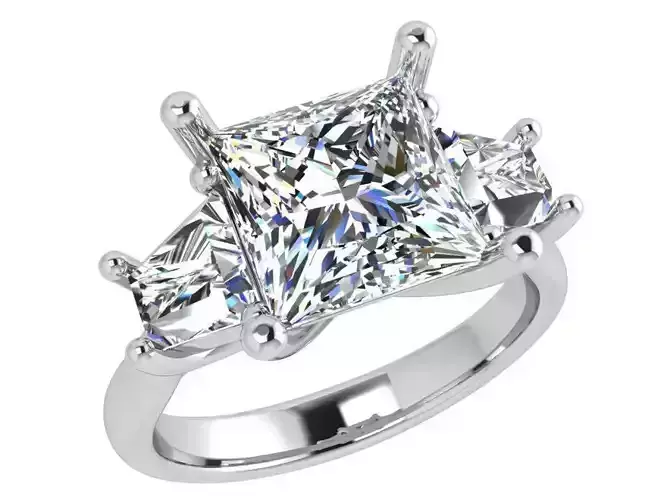 Princess Cut Diamond Three Stone Ring 3776