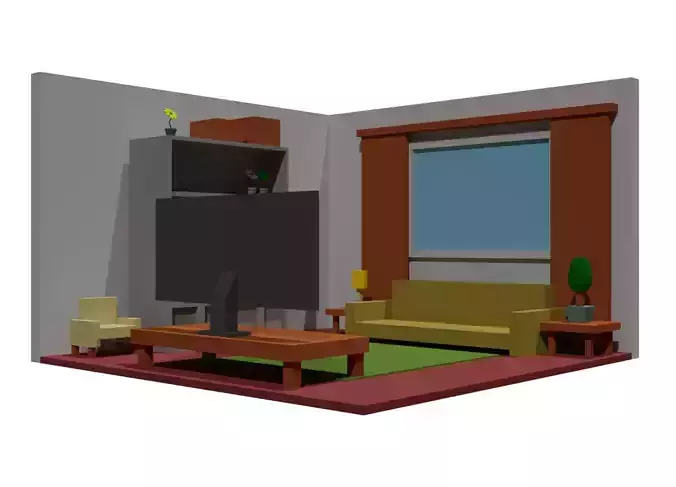3d lowpoly staff room