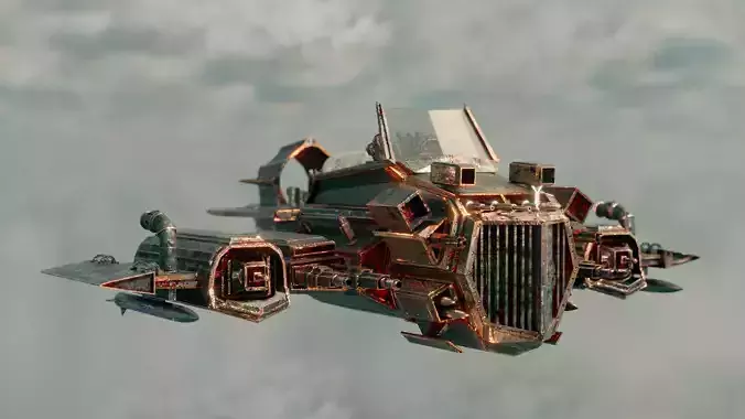Steampunk Aircraft Low-poly 3D model