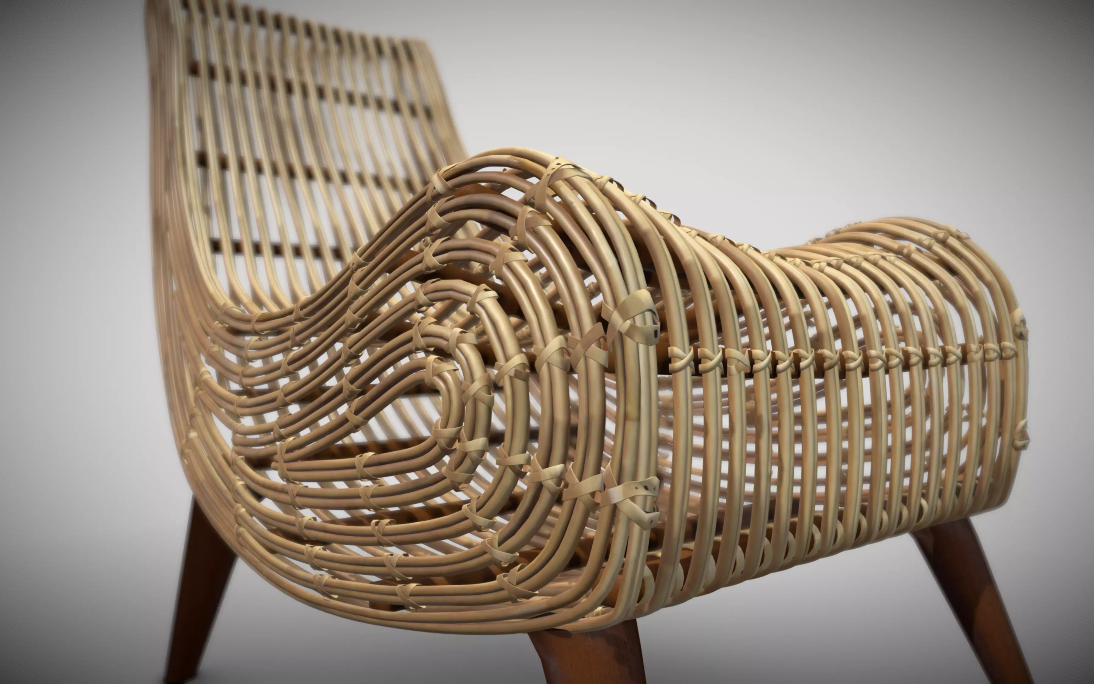 Tika Chair natural rattan armchair Low-poly 3D model