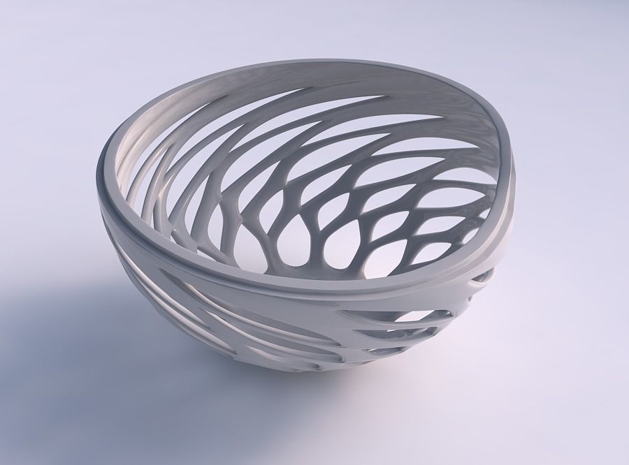 Bowl extra wide with smooth beveled cuts and extruded top pim... 3D print model_0