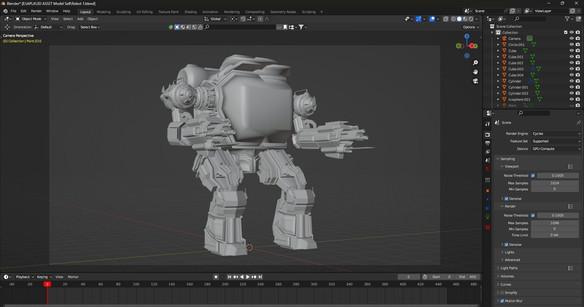 Scifi Robot Low-poly 3D model_6