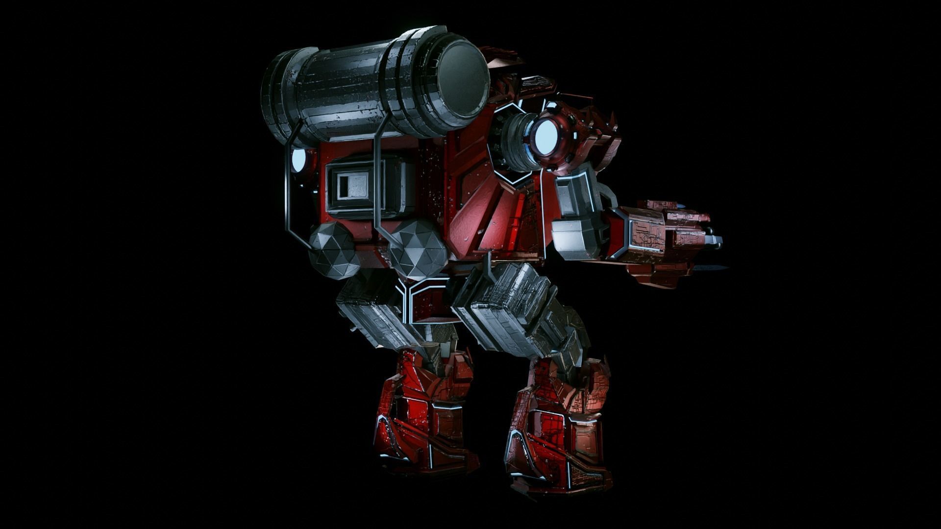Scifi Robot Low-poly 3D model_1