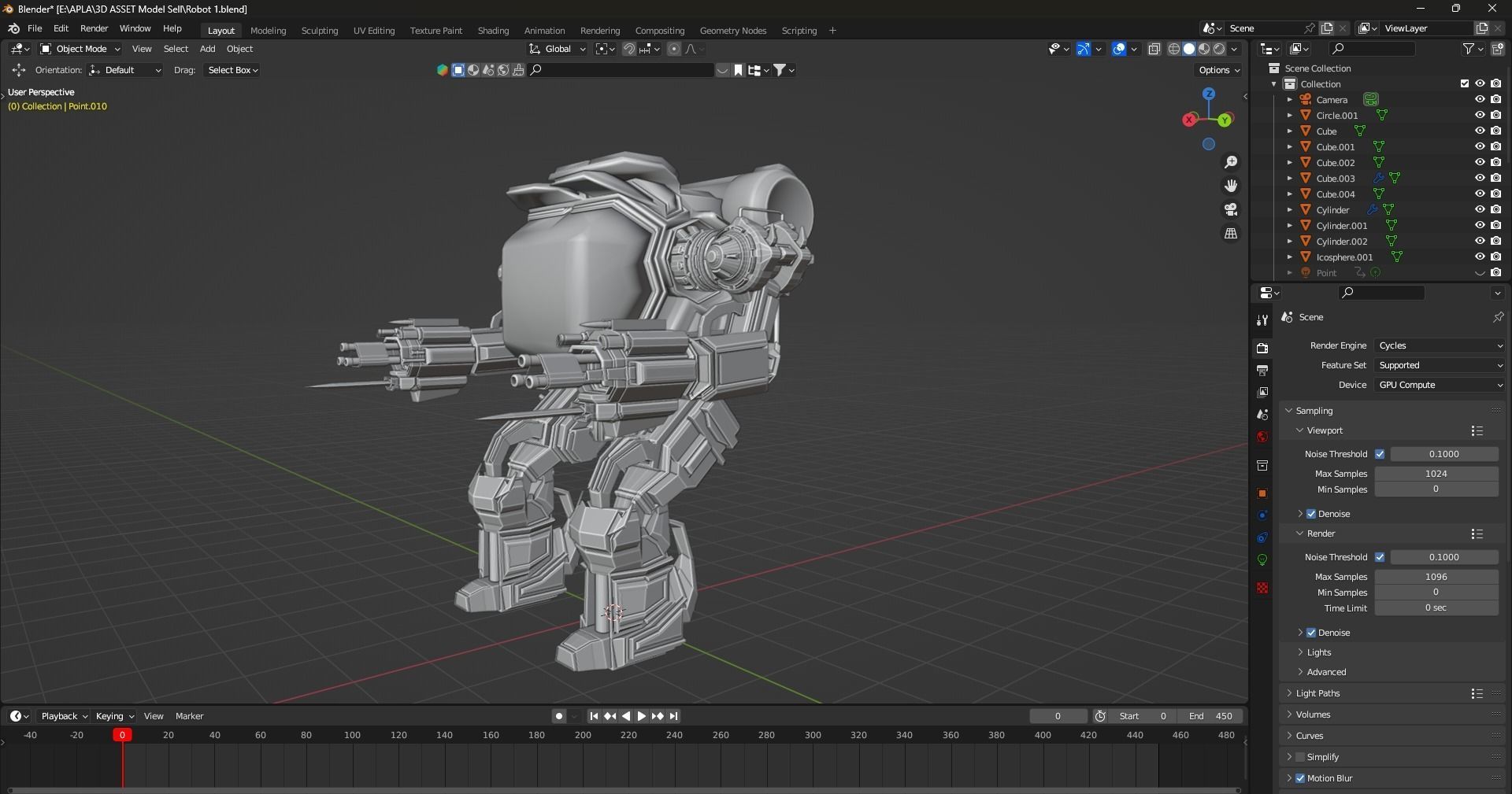 Scifi Robot Low-poly 3D model_5