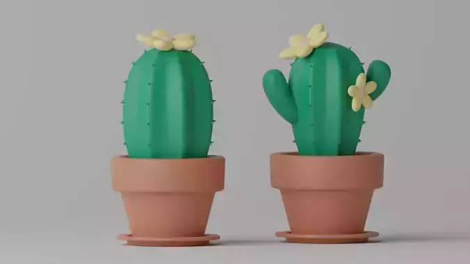 Cartoon Cactus and Pot