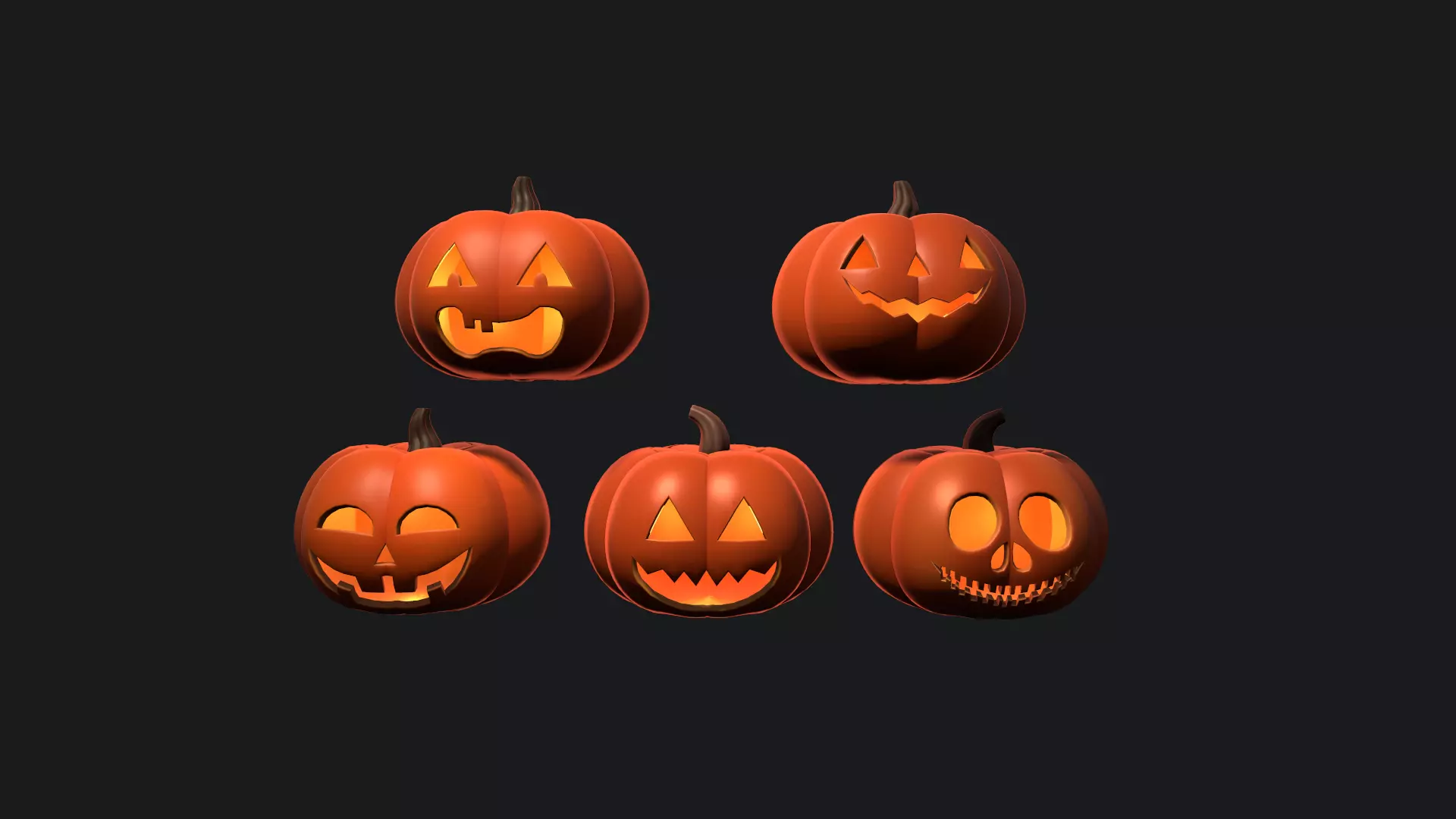 Halloween Pumpkins 3D Model Collection_0