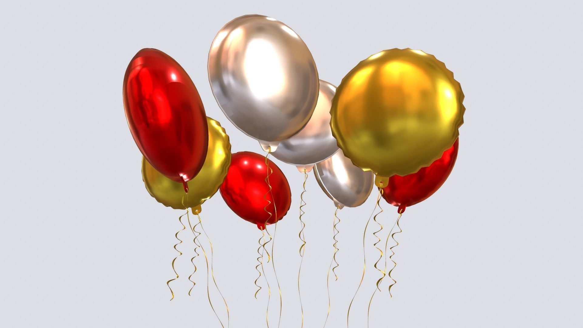 Helium Balloons 3D Model Collection_7