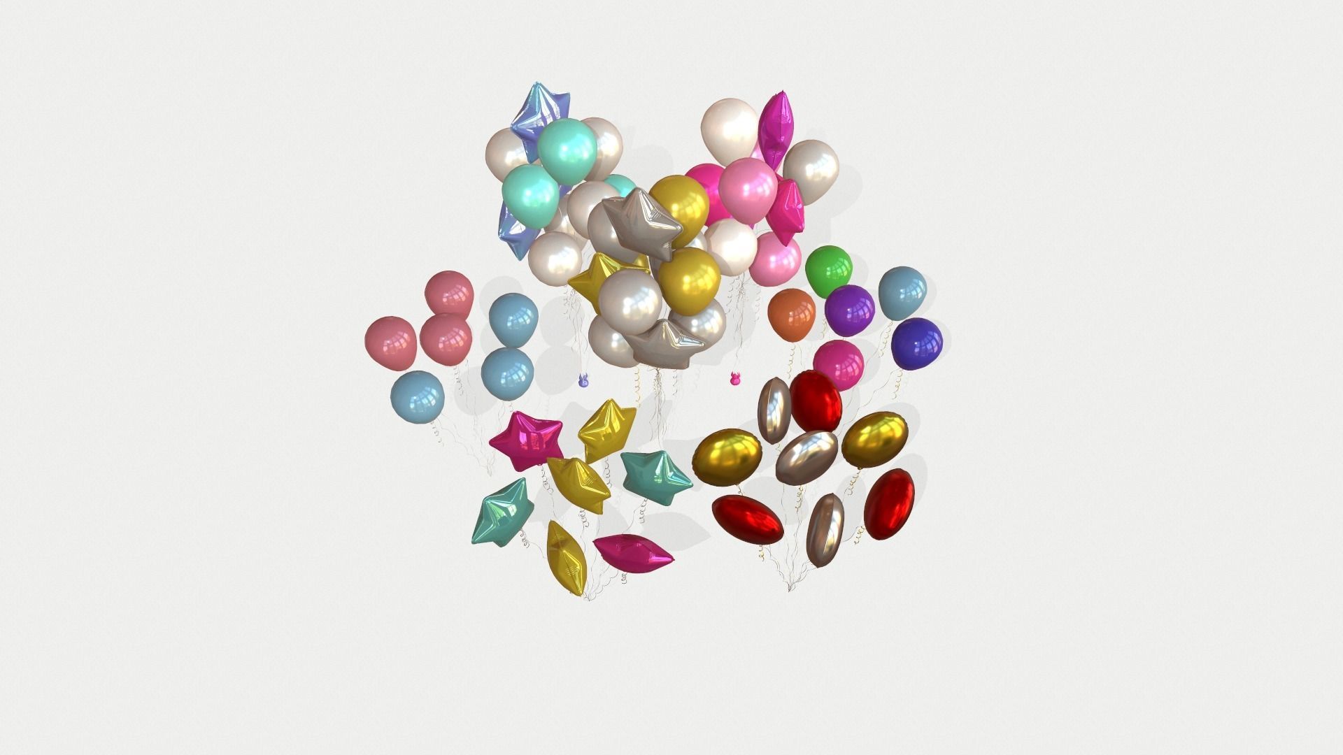 Helium Balloons 3D Model Collection_4