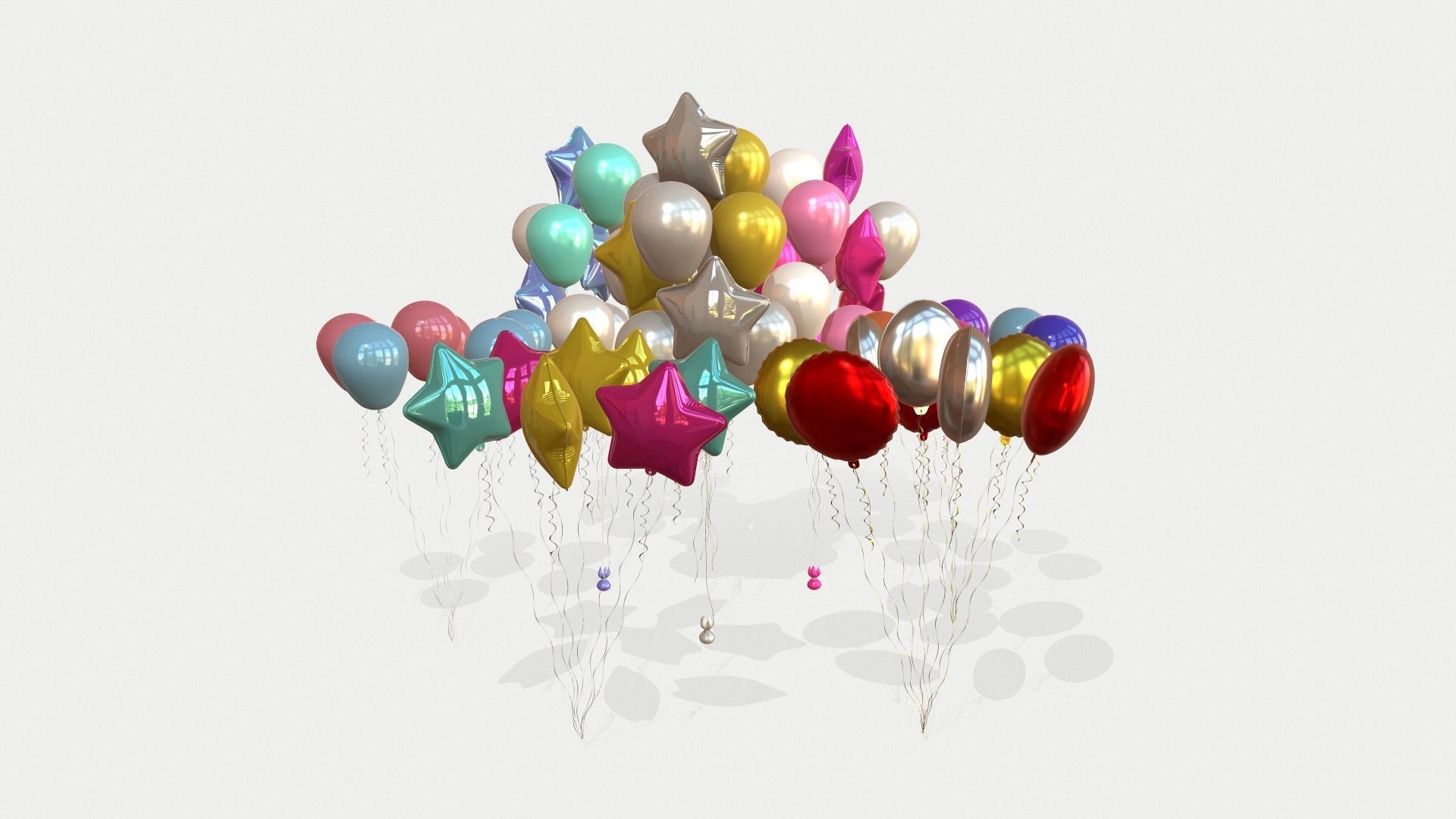 Helium Balloons 3D Model Collection_2