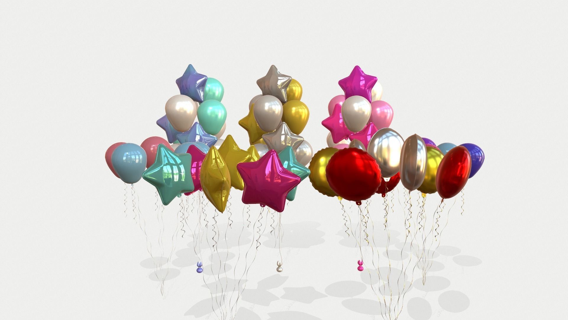 Helium Balloons 3D Model Collection_1