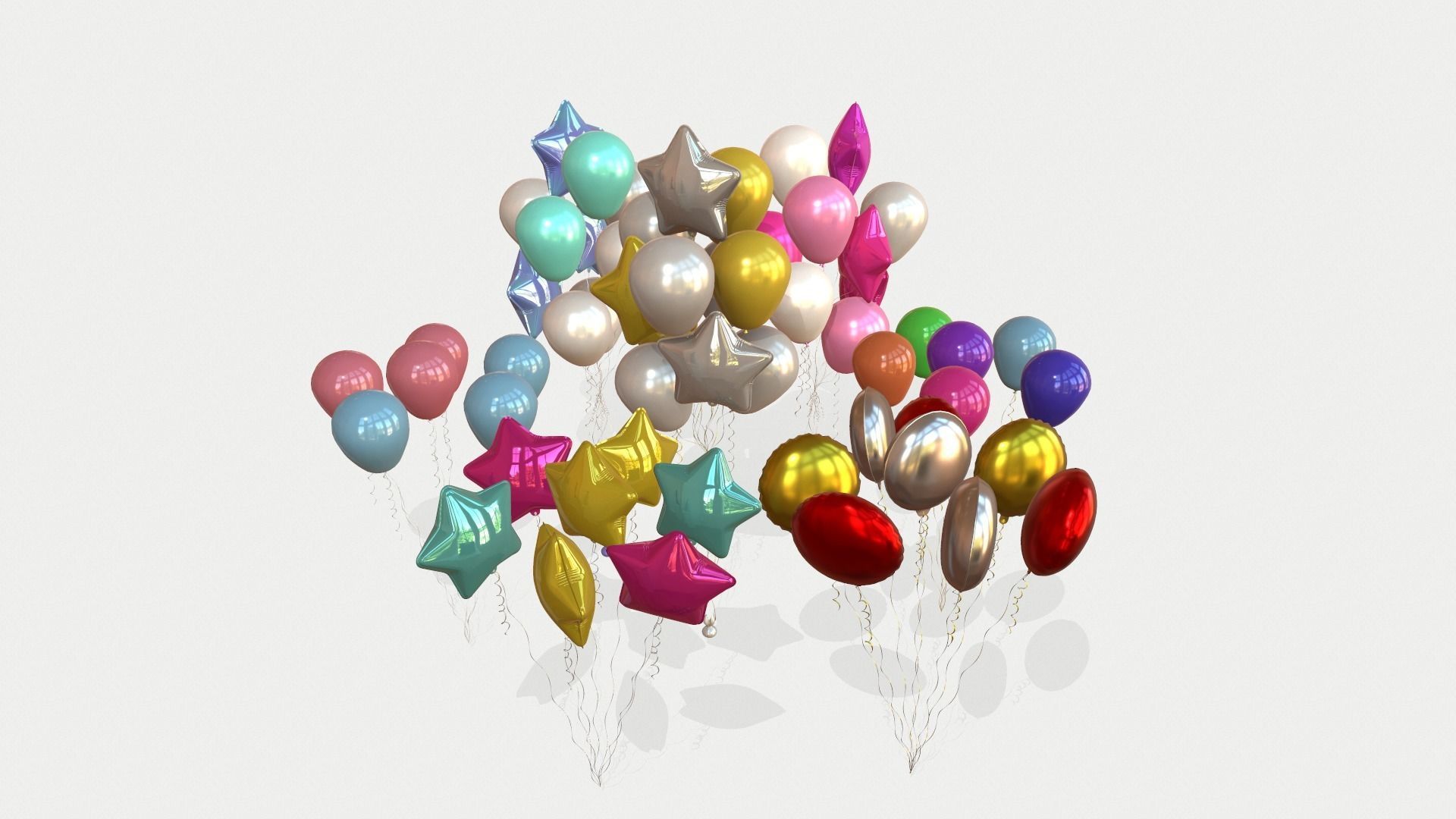 Helium Balloons 3D Model Collection_3