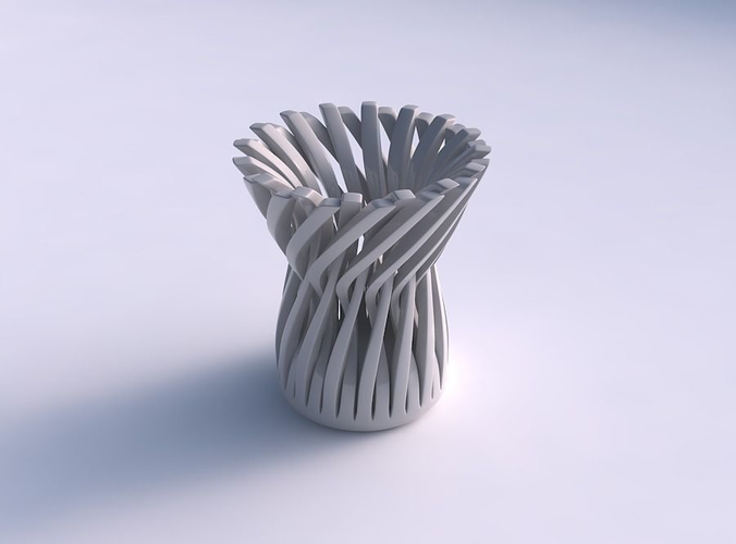 Bowl cylindrical with twisted sharp muscle structures widened... 3D print model