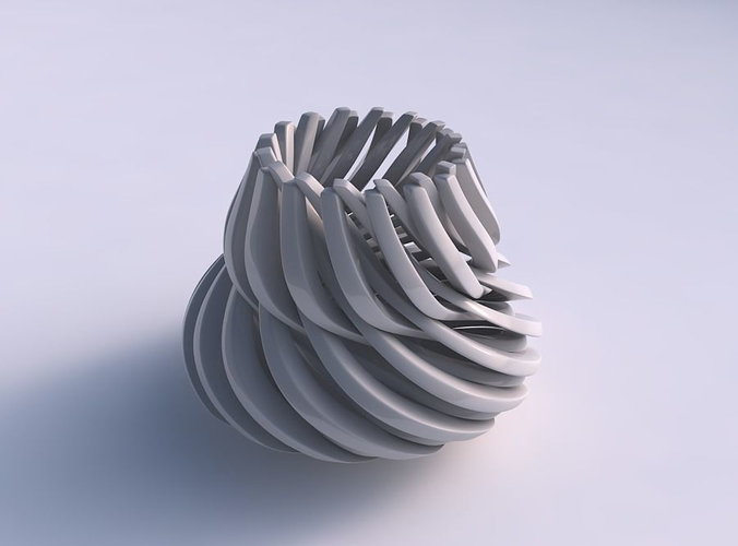 Bowl cylindrical with twisted sharp muscle structures wide middle