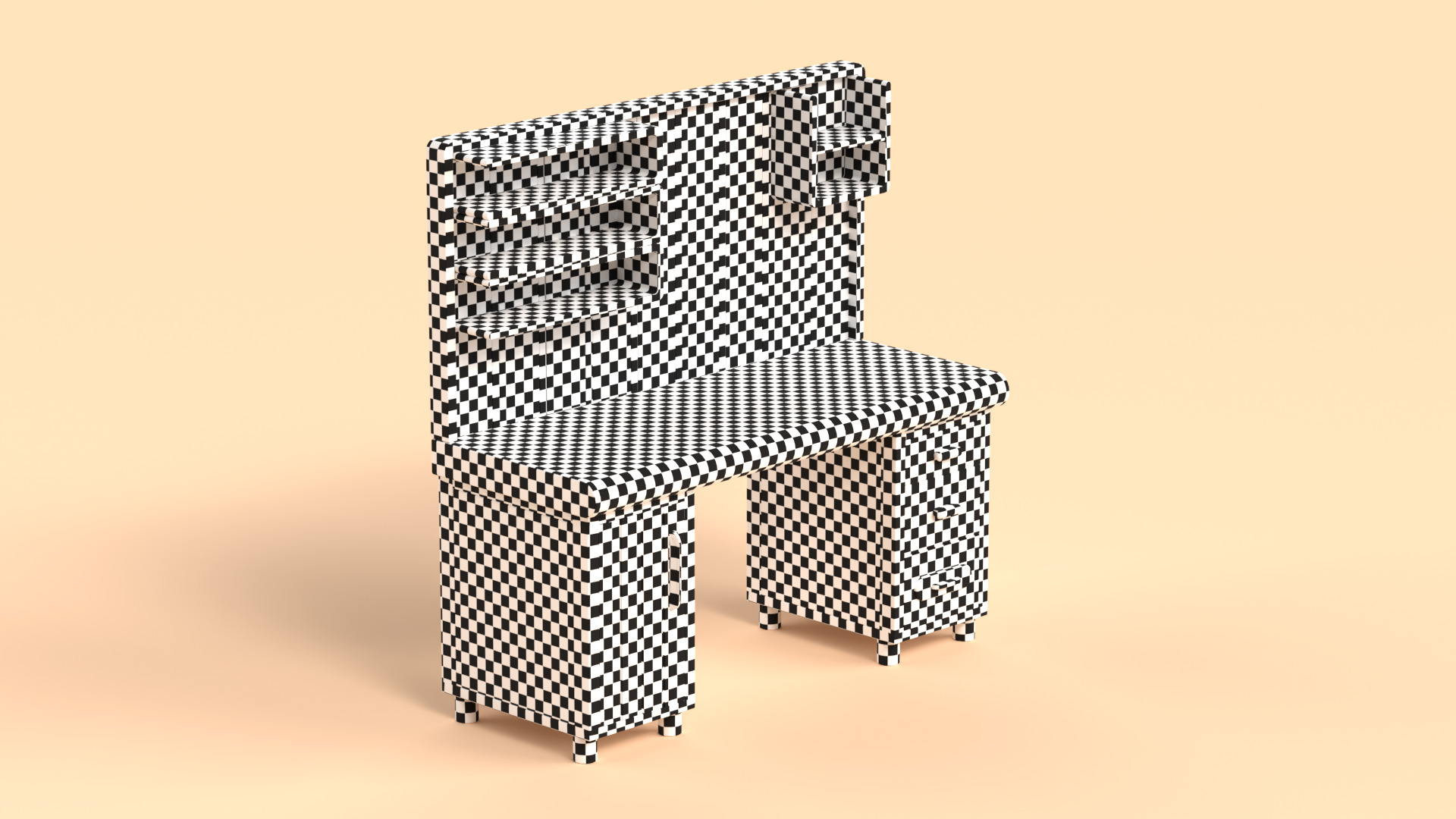 Table 17 Study Table with Storage Cabinet and Shelves Low-poly 3D model_5