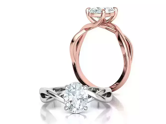 Trellis Solitaire Engagement Ring with 9x7 Oval Stone  3D print model