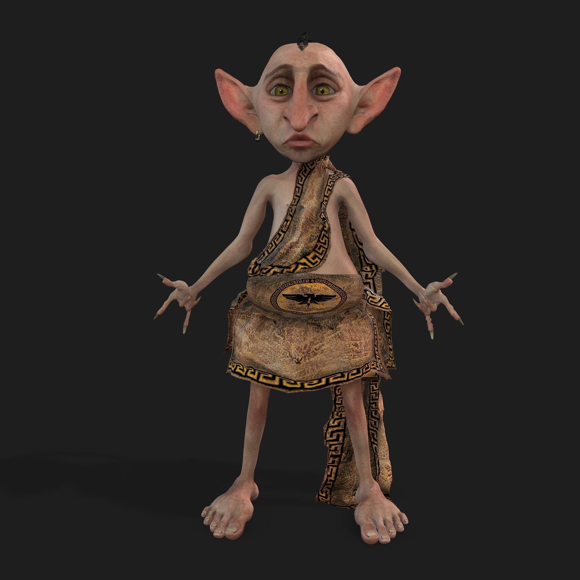 Elf Rigged Animated 2500 Free animations tutorial Low-poly 3D model_7