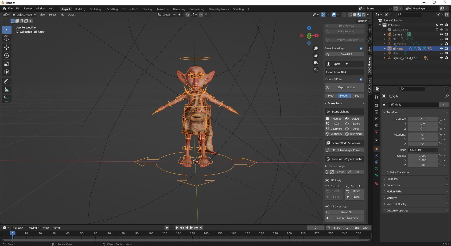 Elf Rigged Animated 2500 Free animations tutorial Low-poly 3D model_9