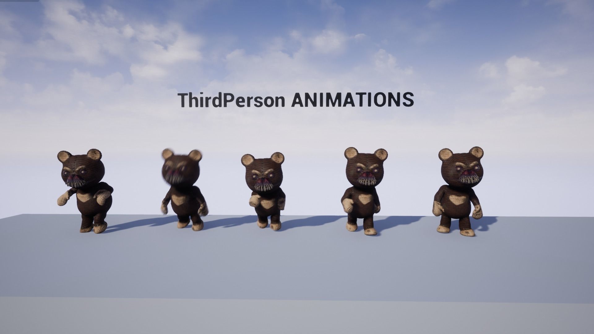 Horror Bear Game Ready  Low-poly 3D model_11