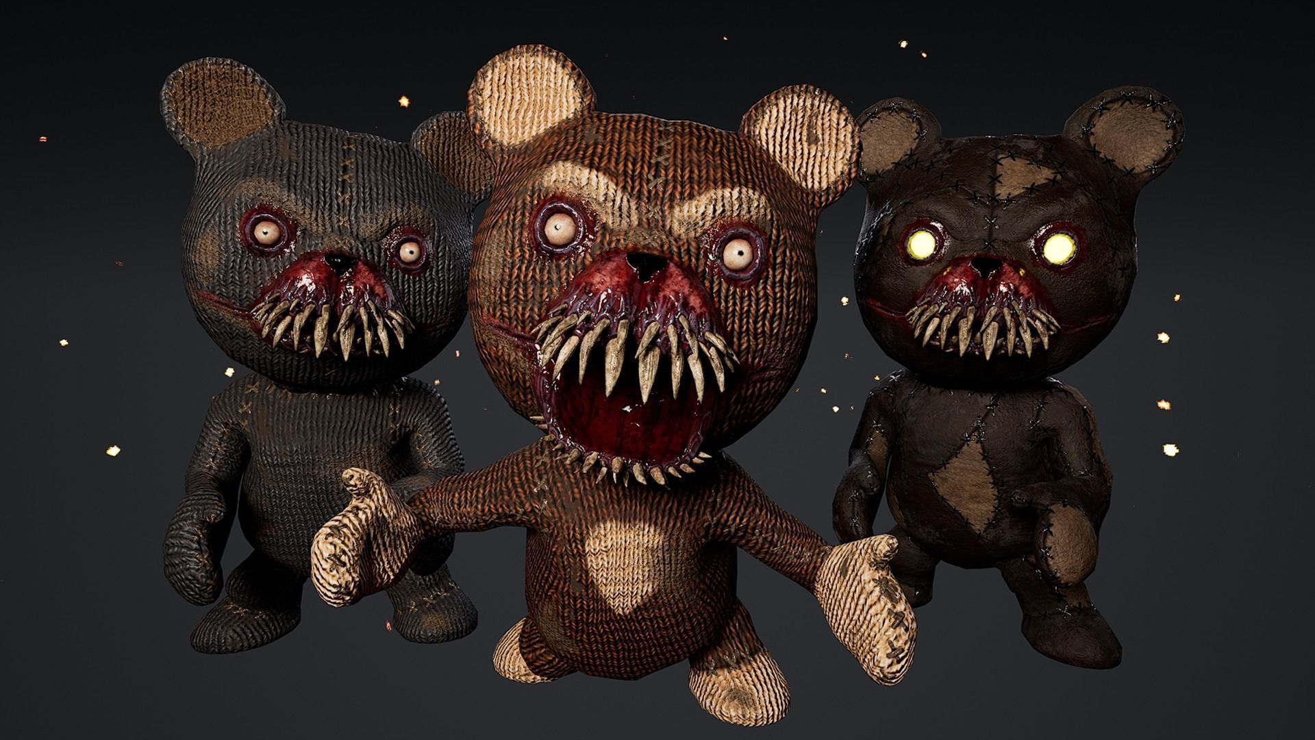 Horror Bear Game Ready  Low-poly 3D model_2