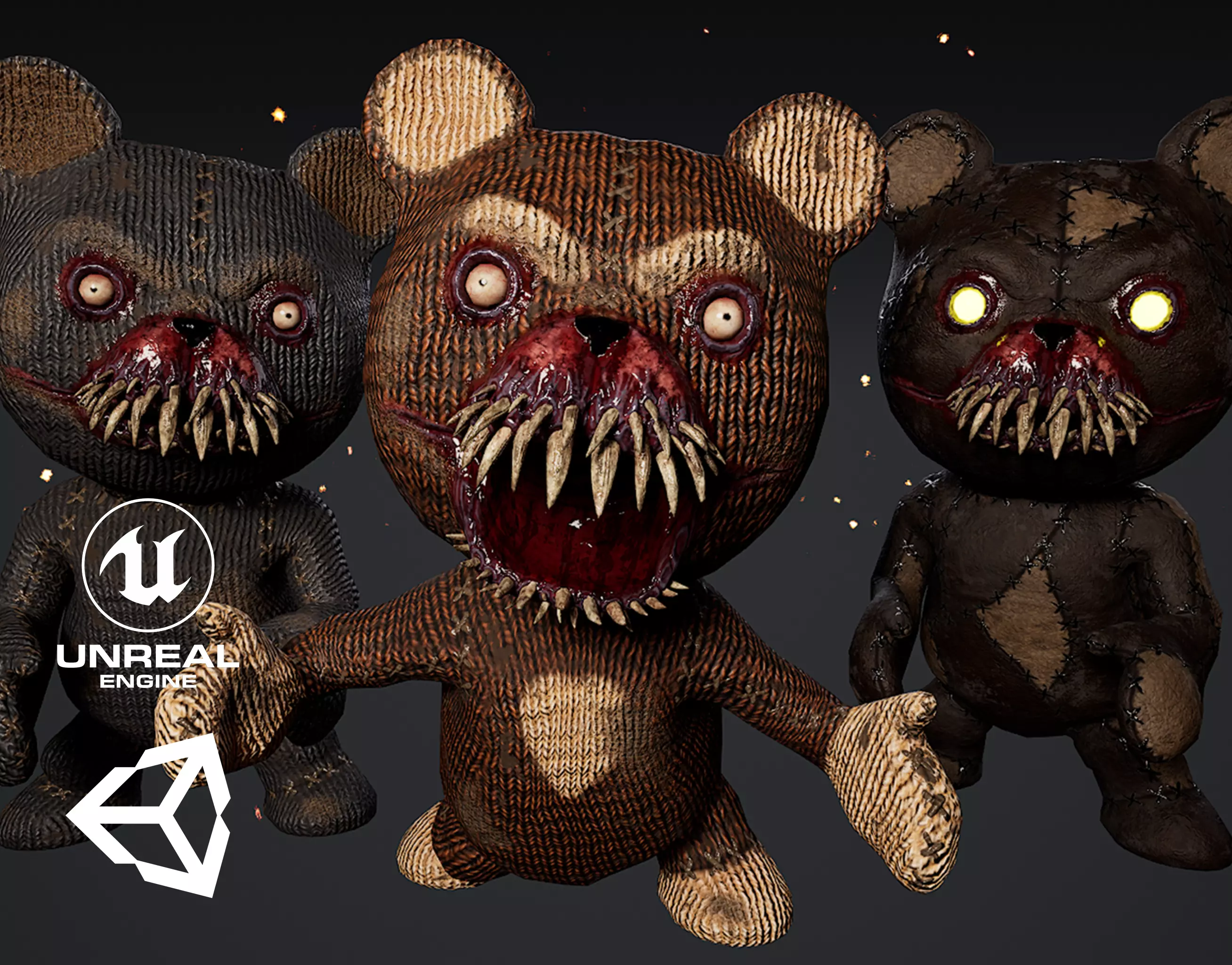 Horror Bear Game Ready  Low-poly 3D model_0