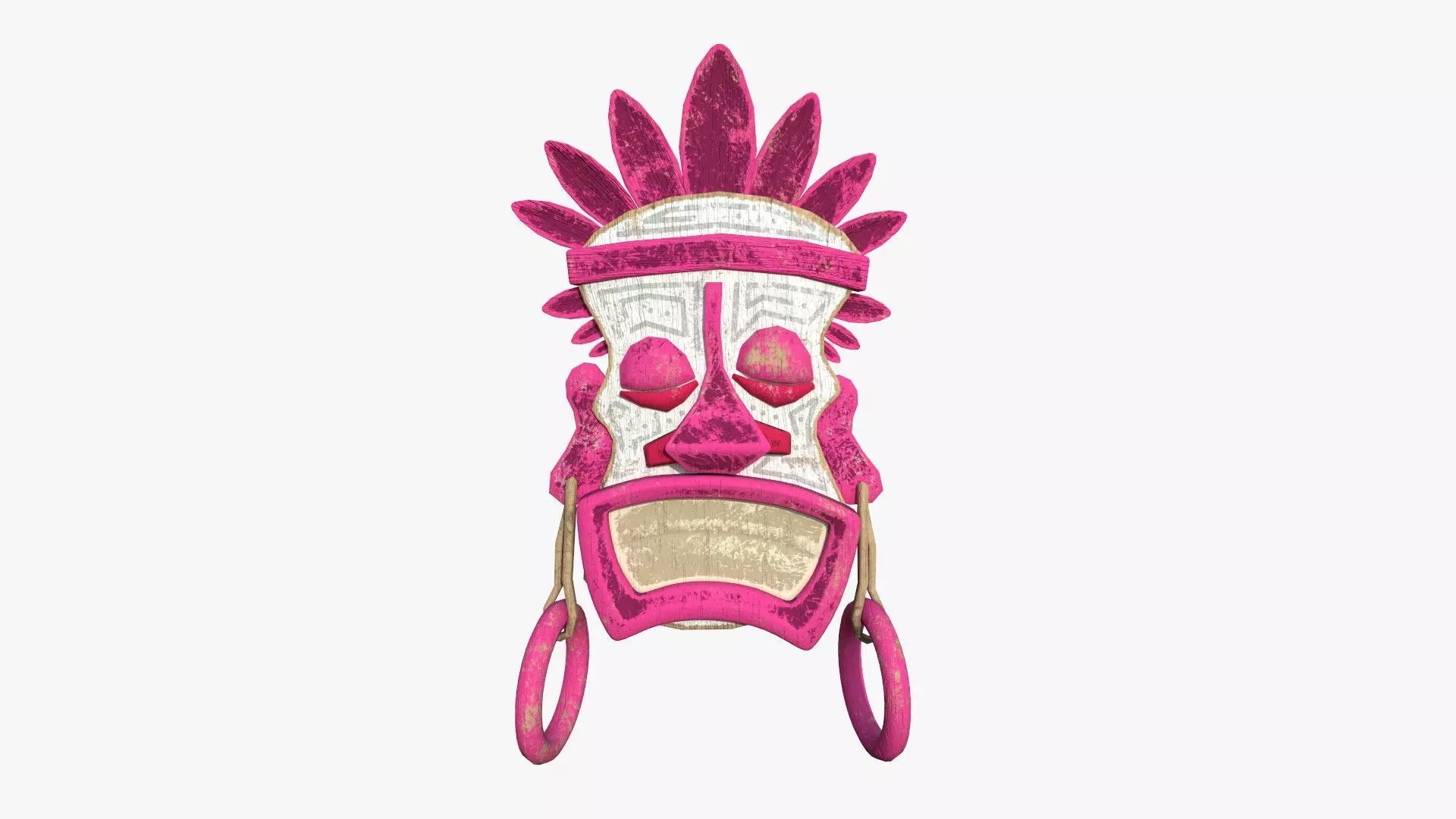Tribal Mask J05 White Pink - Costume Character Design Low-poly 3D model_0
