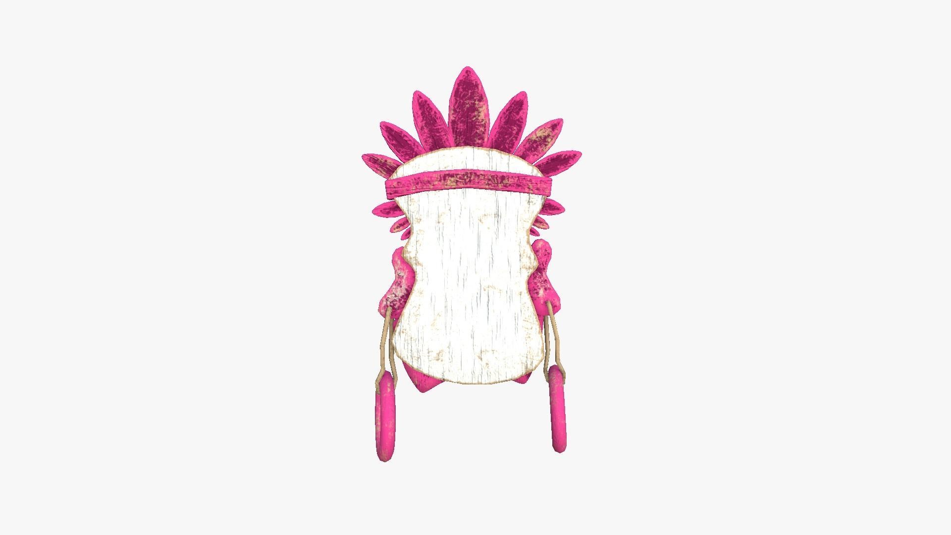 Tribal Mask J05 White Pink - Costume Character Design Low-poly 3D model_3