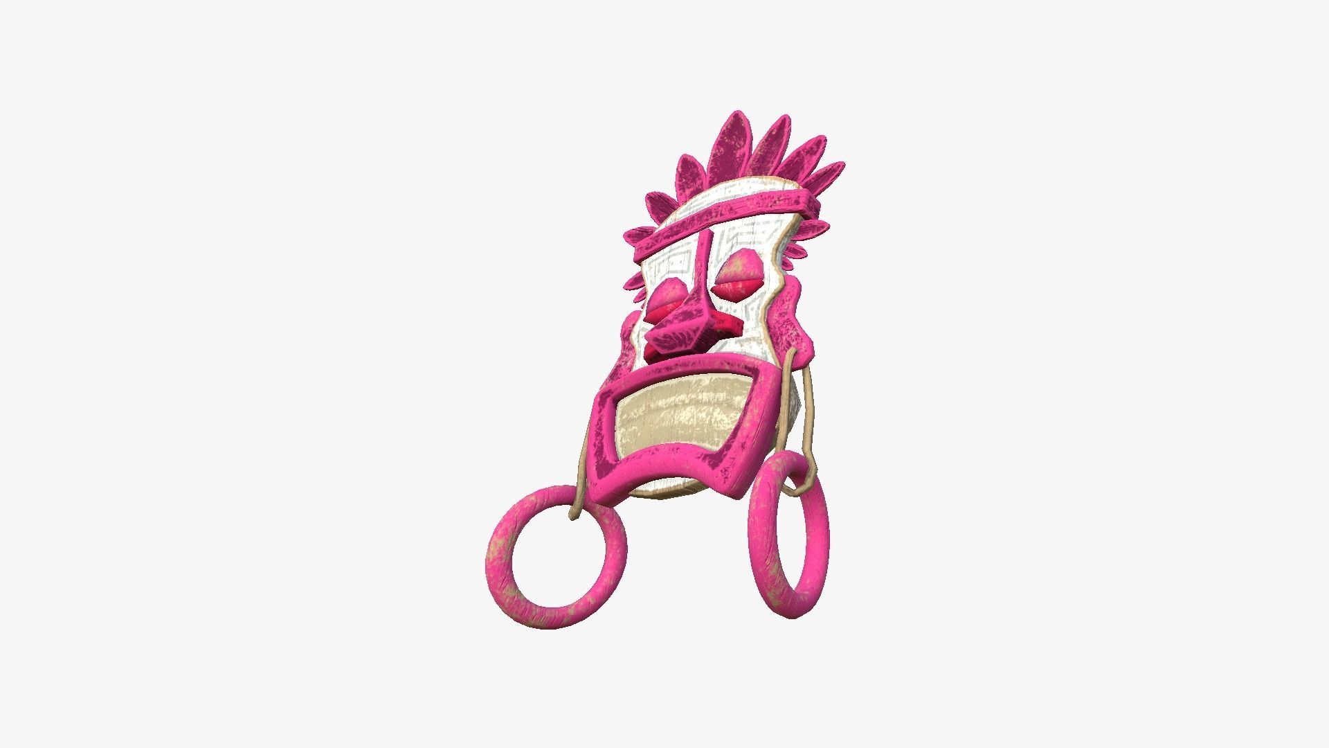 Tribal Mask J05 White Pink - Costume Character Design Low-poly 3D model_4