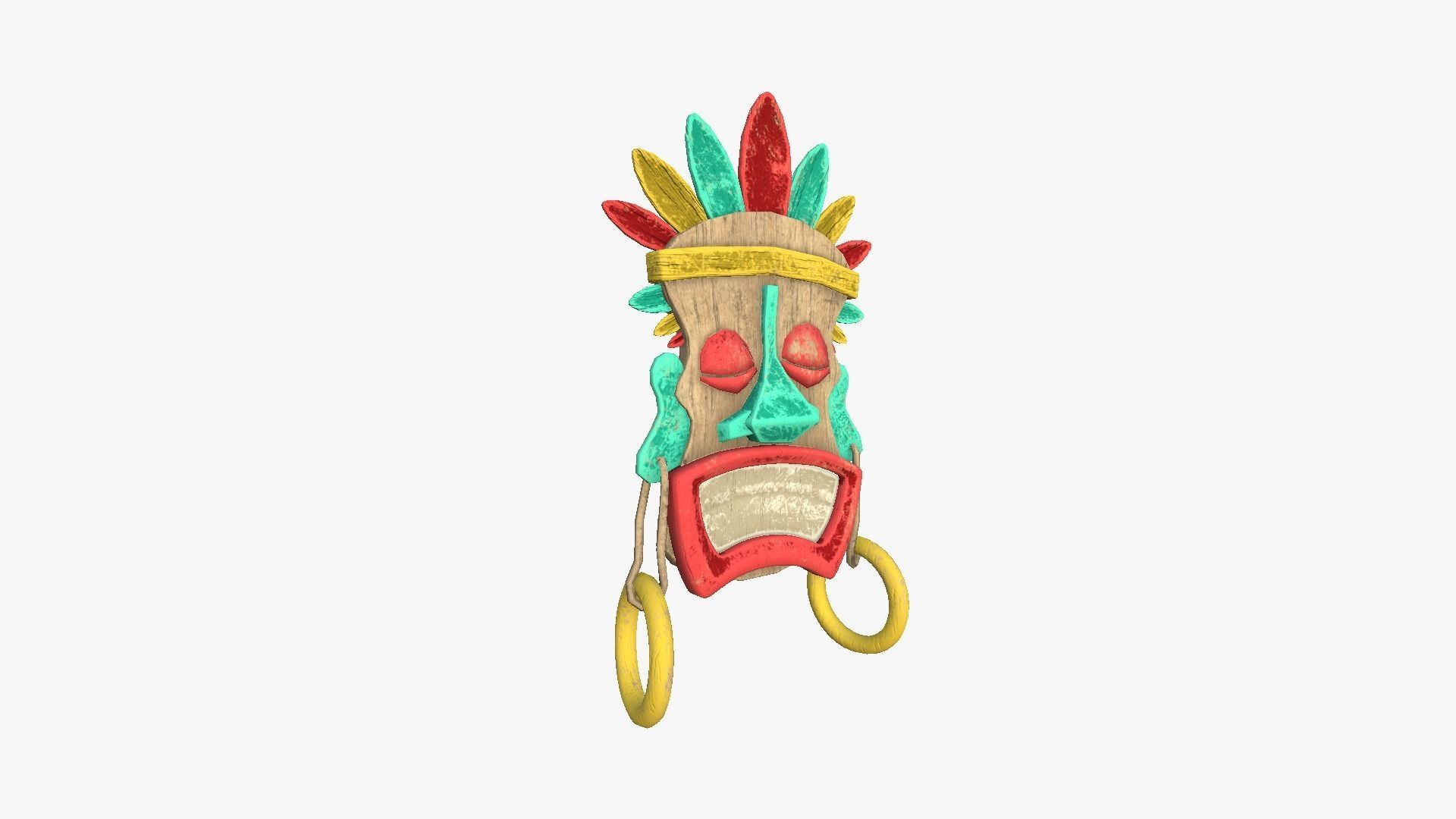 Tribal Mask J06 Colored - Costume Character Design Low-poly 3D model_1