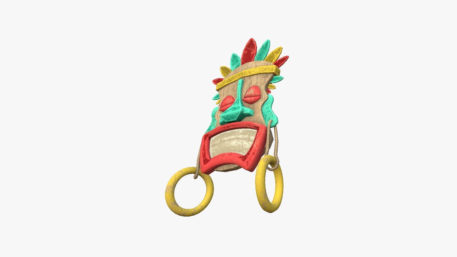 Tribal Mask J06 Colored - Costume Character Design Low-poly 3D model_4