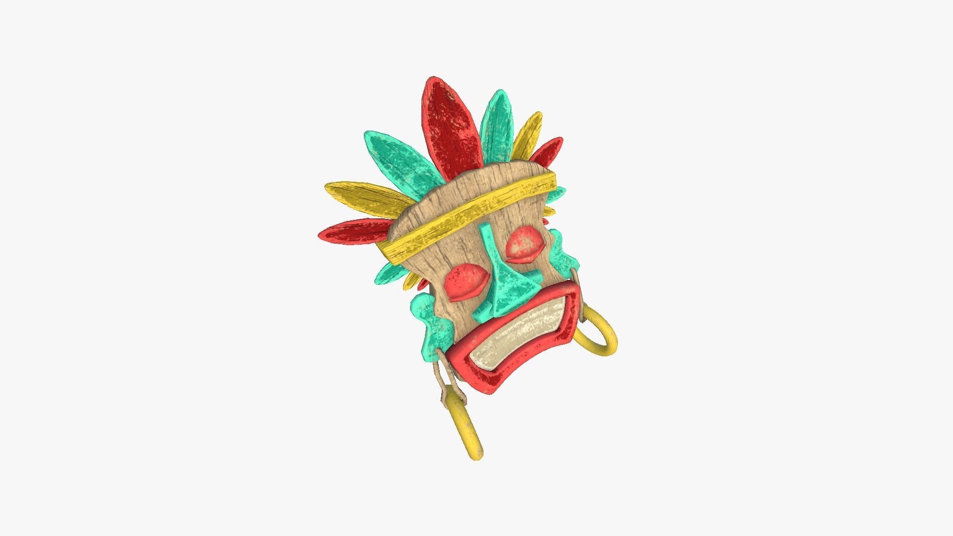 Tribal Mask J06 Colored - Costume Character Design Low-poly 3D model_2