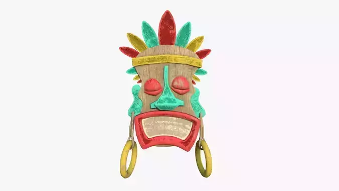 Tribal Mask J06 Colored - Costume Character Design Low-poly 3D model