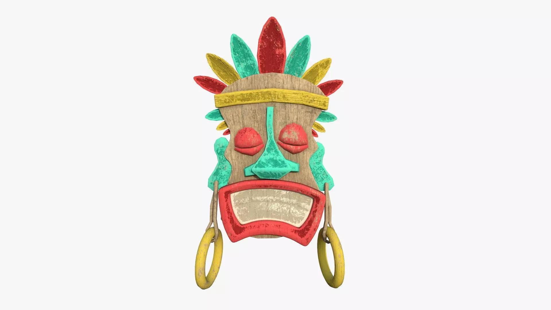 Tribal Mask J06 Colored - Costume Character Design Low-poly 3D model_0