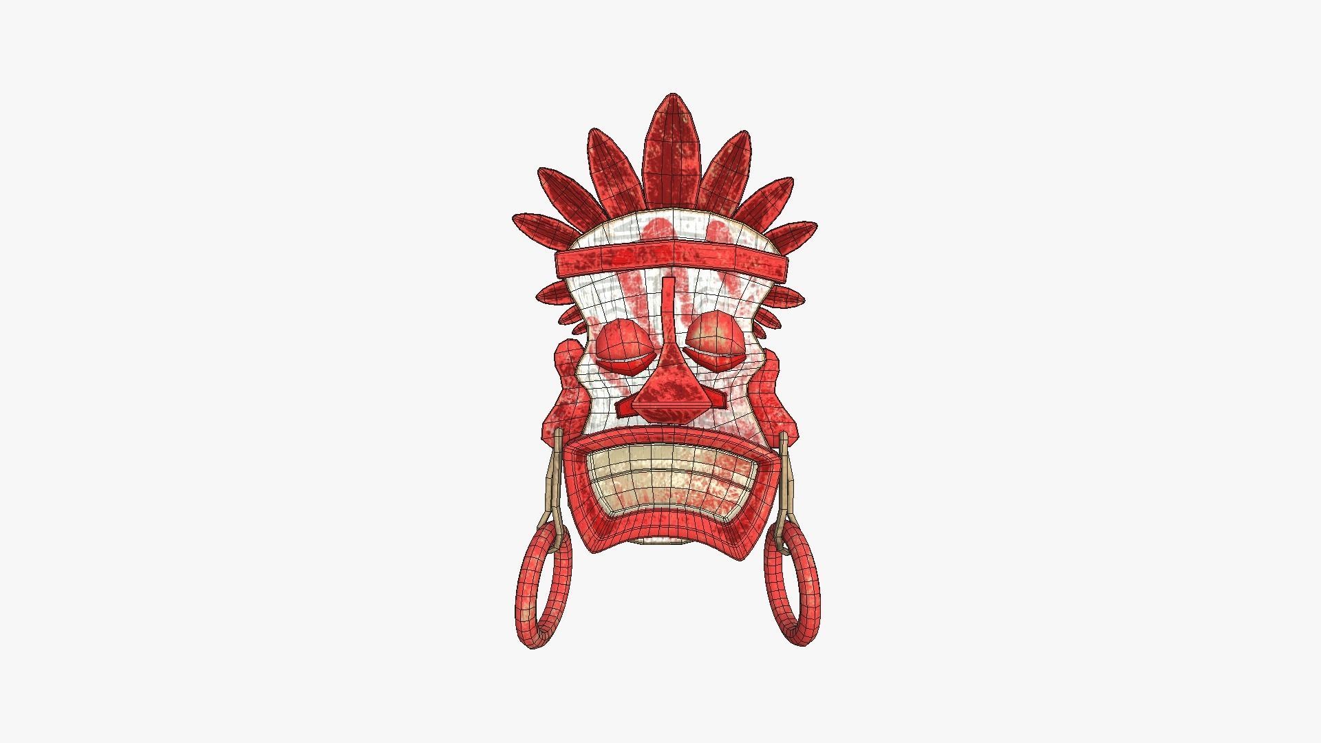 Tribal Mask J07 White Bloody - Costume Character Design Low-poly 3D model_6