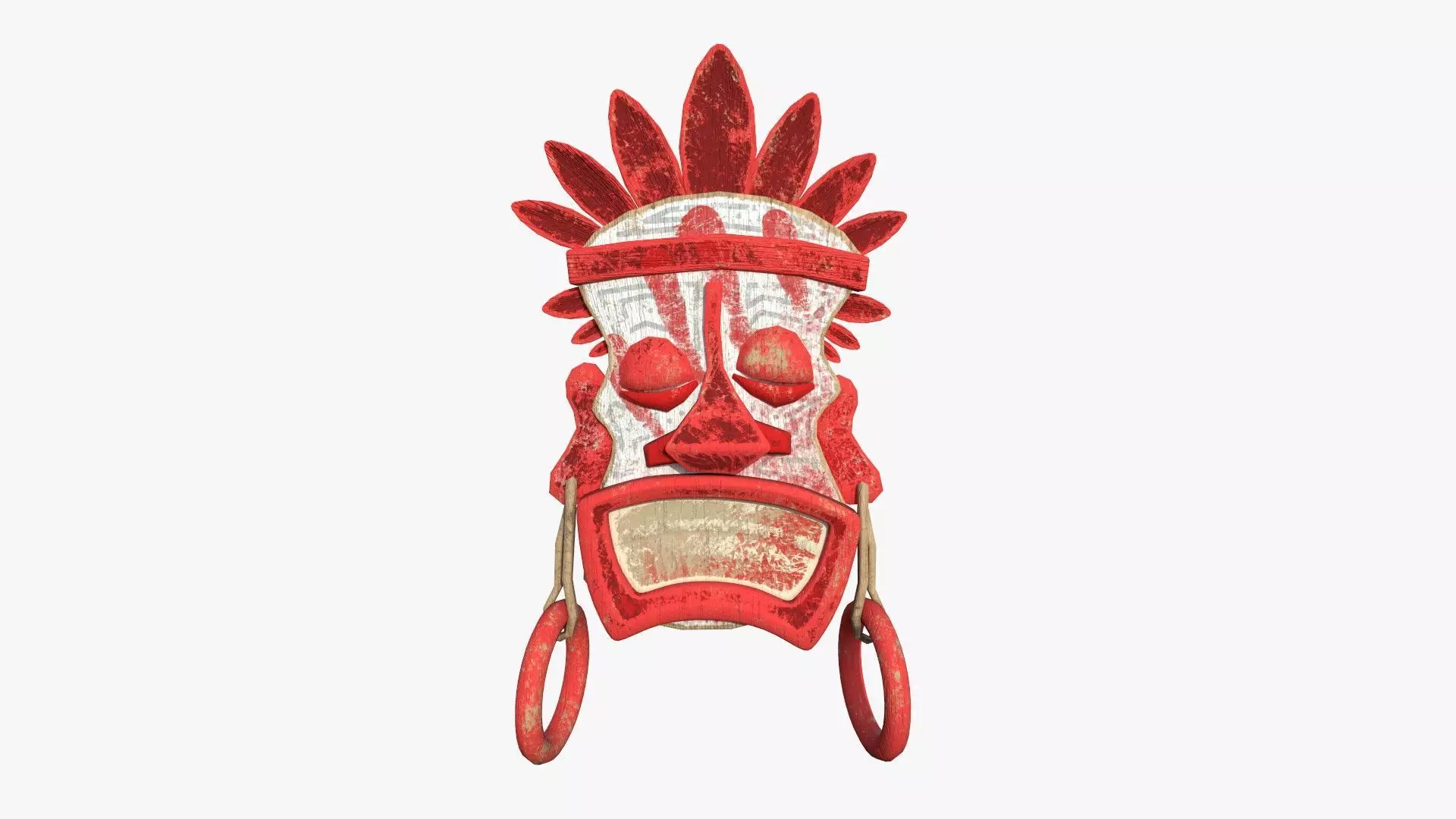 Tribal Mask J07 White Bloody - Costume Character Design Low-poly 3D model_0