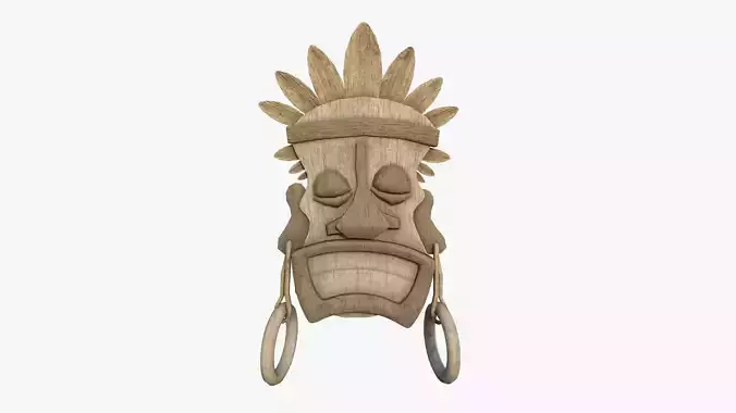 Tribal Mask J08 Full Wood - Costume Character Design Low-poly 3D model