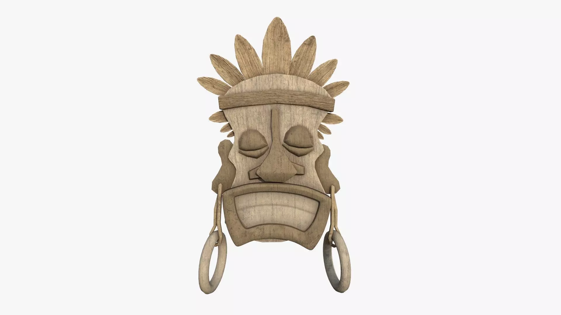 Tribal Mask J08 Full Wood - Costume Character Design Low-poly 3D model_0