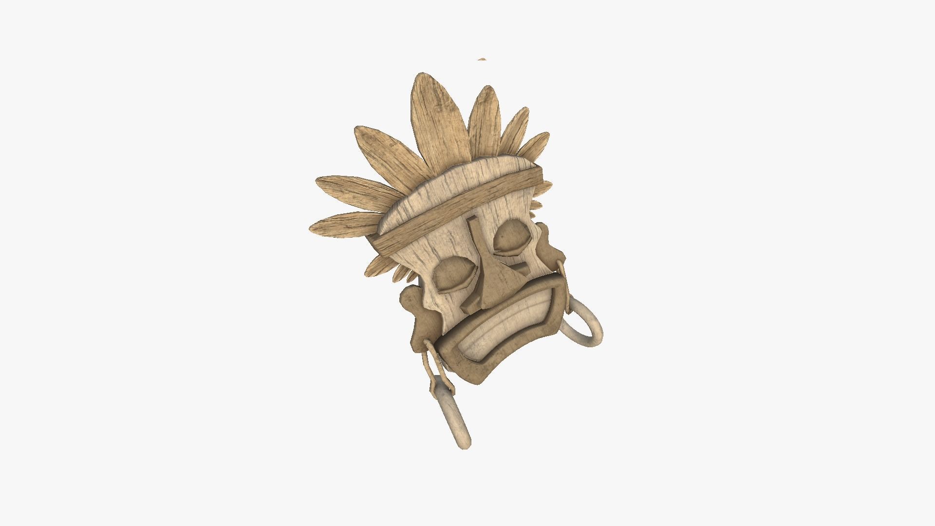 Tribal Mask J08 Full Wood - Costume Character Design Low-poly 3D model_2