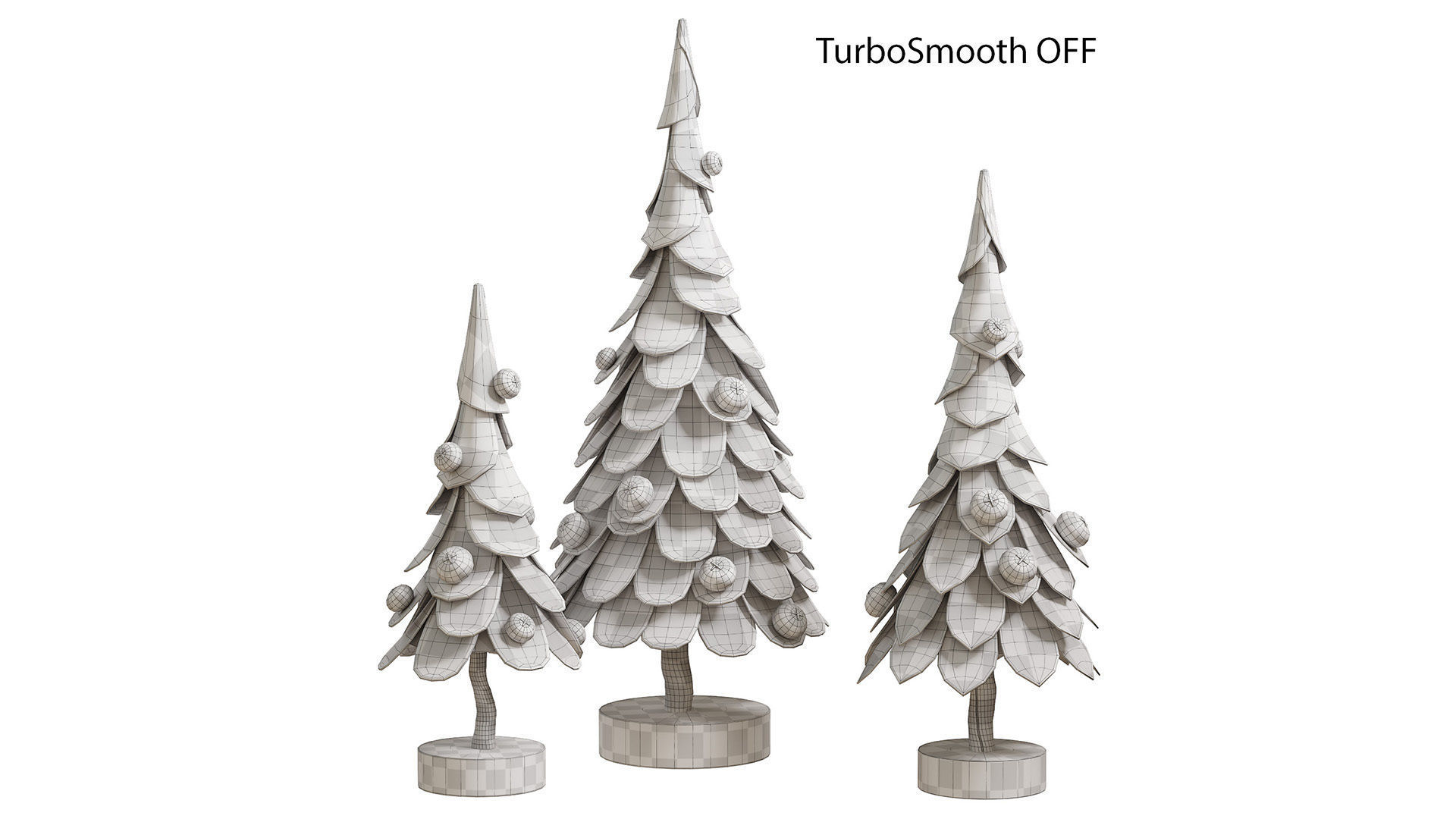 Craft Christmas Trees Set  3D model_7