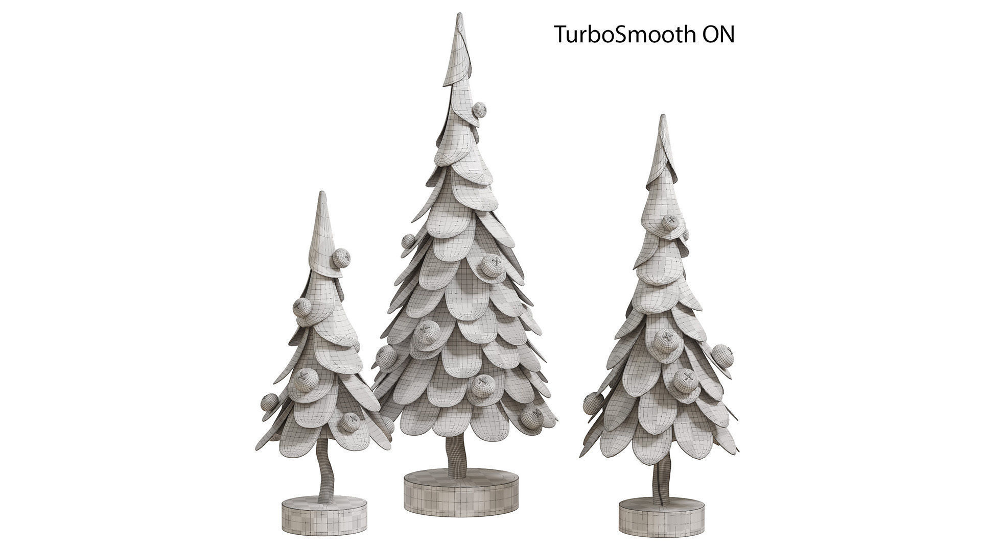 Craft Christmas Trees Set  3D model_5
