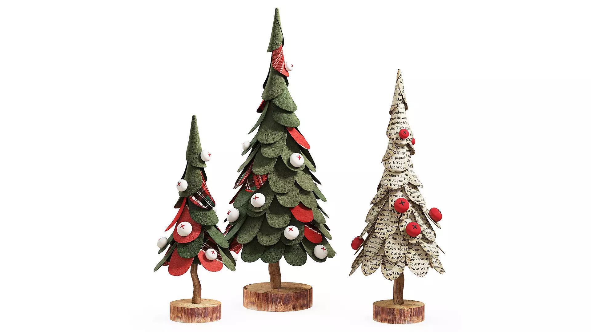 Craft Christmas Trees Set  3D model_0