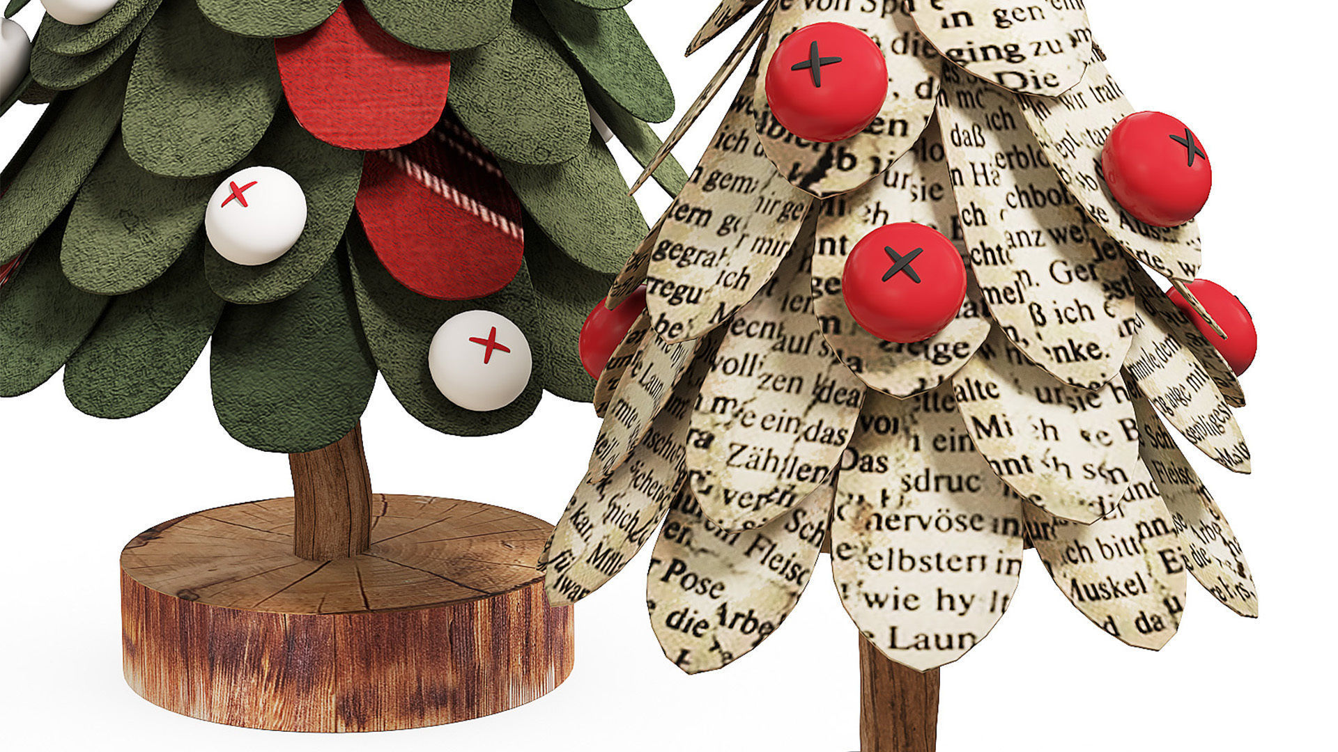 Craft Christmas Trees Set  3D model_4
