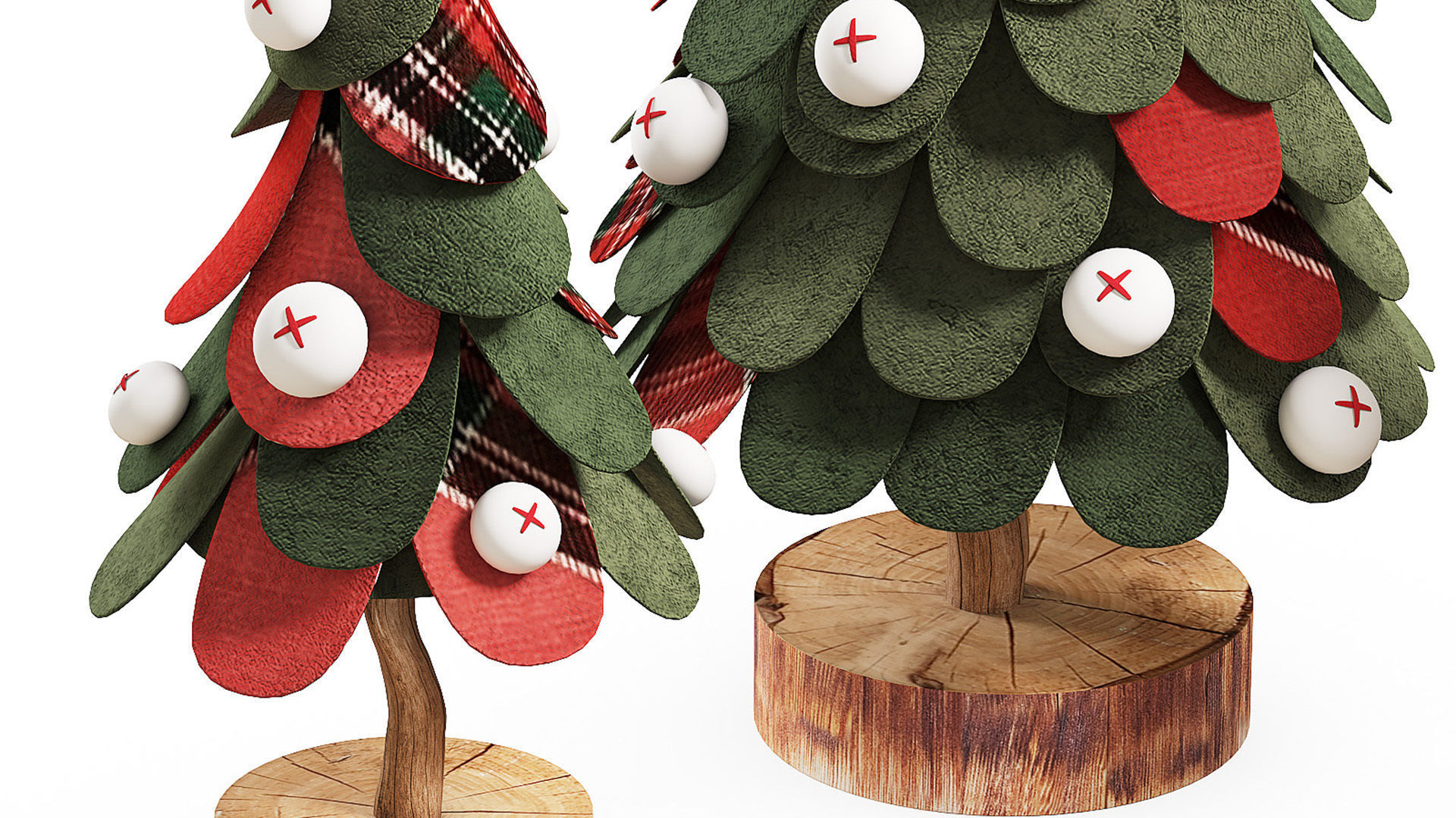 Craft Christmas Trees Set  3D model_3