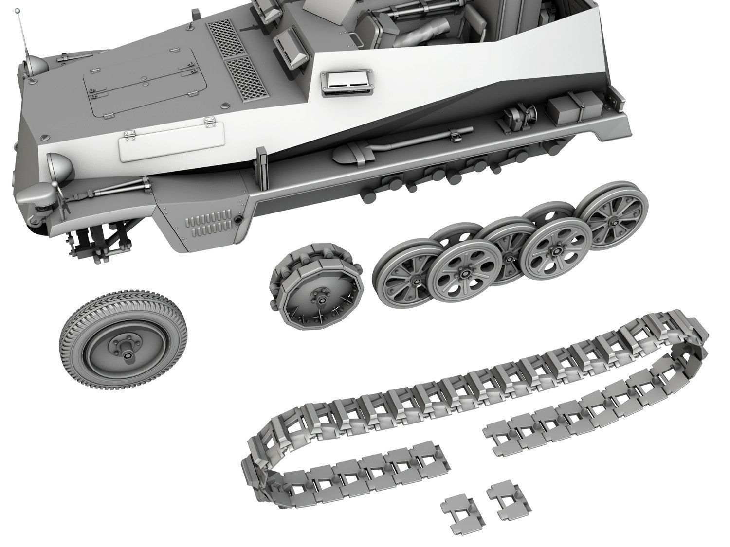 SDKFZ 250 - German Halftruck 3D model_7