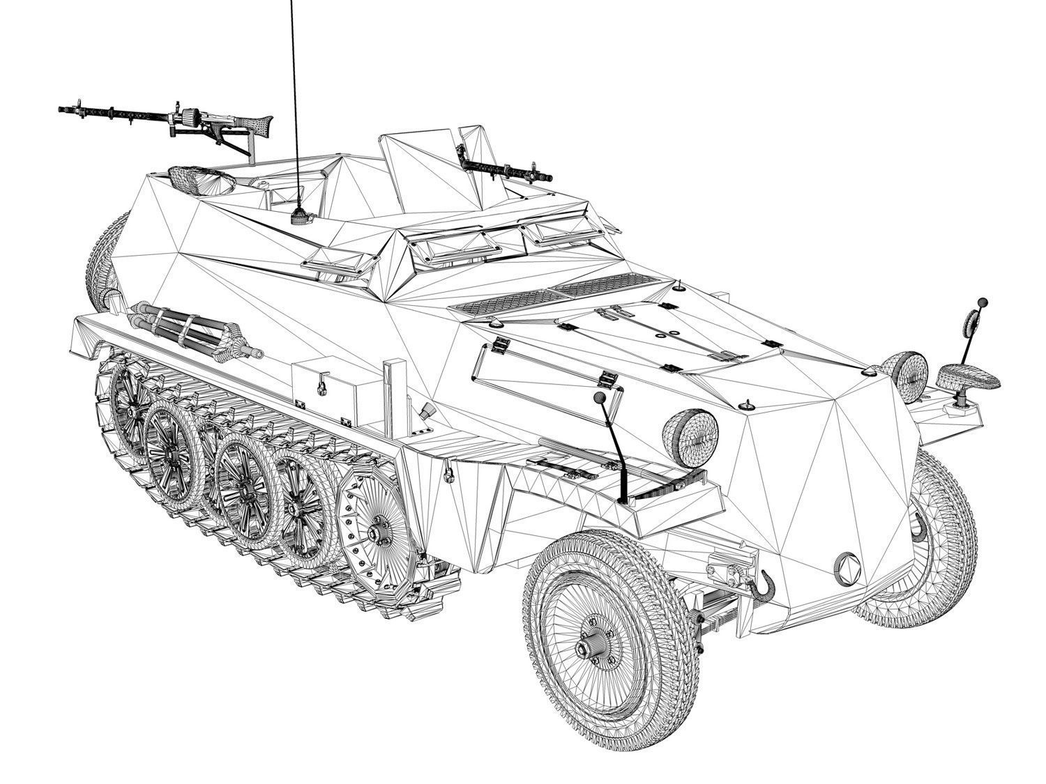 SDKFZ 250 - German Halftruck 3D model_10